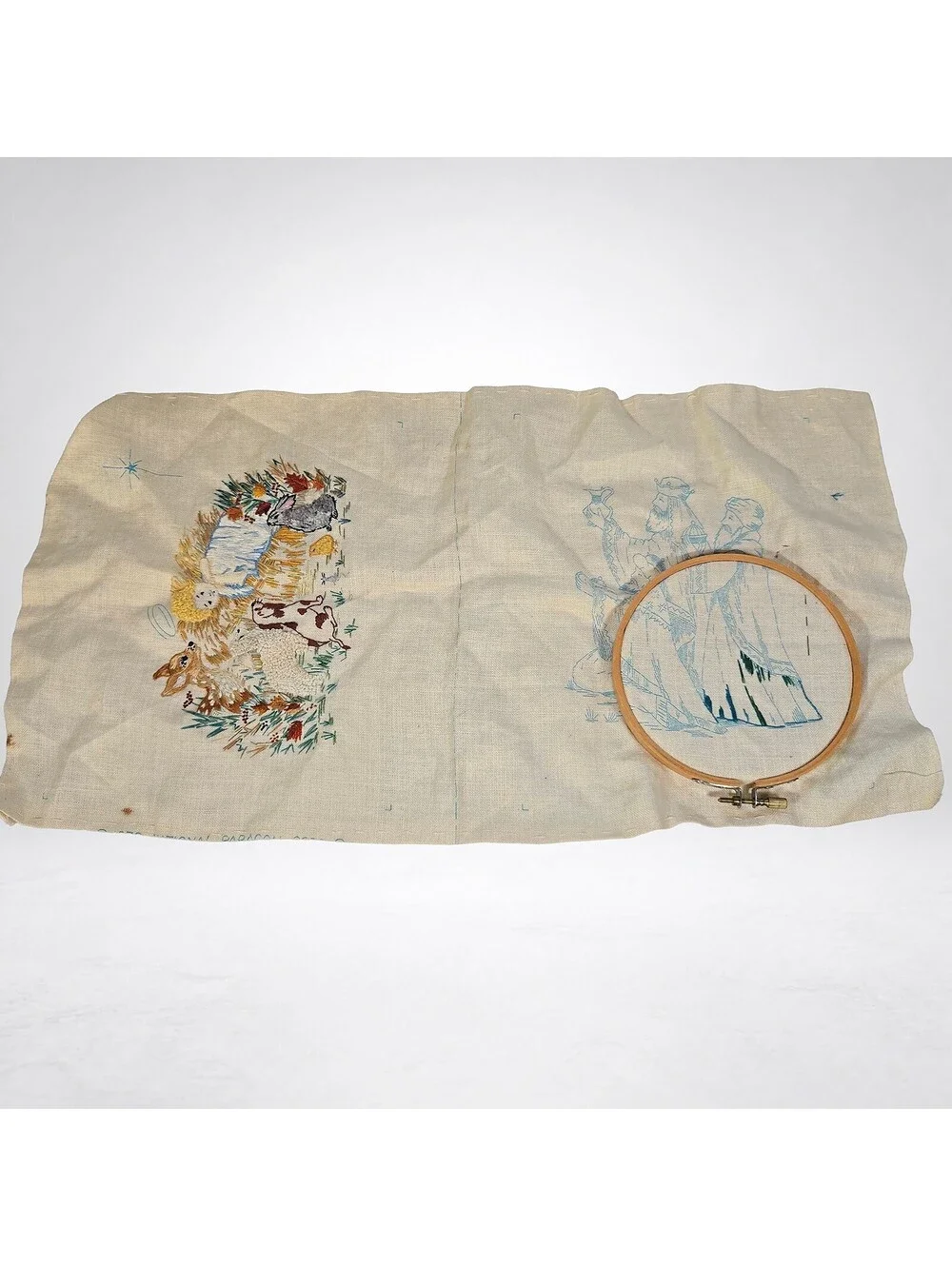 Vintage Nativity Crewel Embroidery Kit with Floss